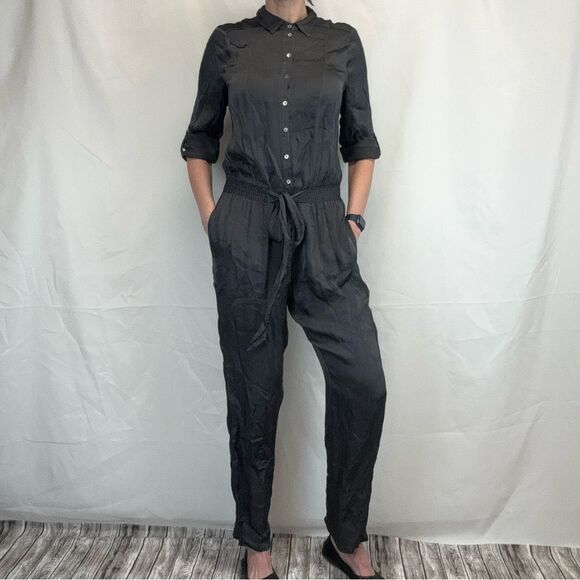 GHOST London Women's Carbon Gunmetal Grey Gray Jumpsuit Romper M Med Medium Long - Picture 1 of 16